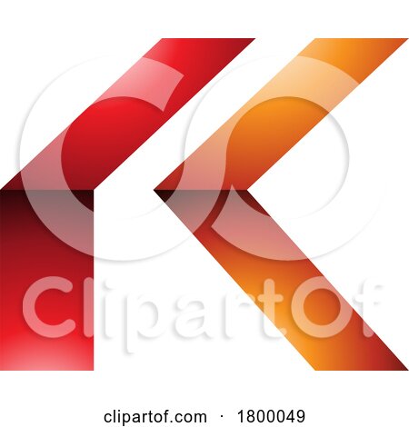 Orange and Red Glossy Folded Letter K Icon by cidepix