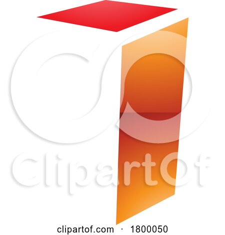 Orange and Red Glossy Folded Letter I Icon by cidepix