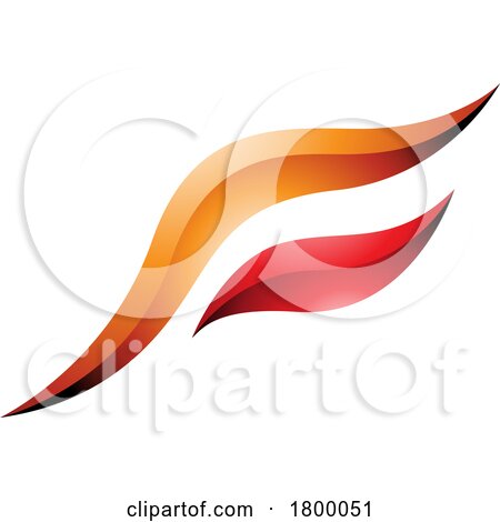 Orange and Red Glossy Flying Bird Shaped Letter F Icon by cidepix