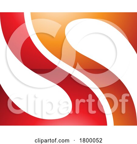 Orange and Red Glossy Fish Fin Shaped Letter S Icon by cidepix