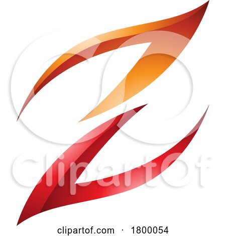 Orange and Red Glossy Fire Shaped Letter Z Icon by cidepix