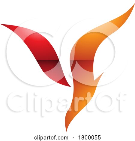 Orange and Red Glossy Diving Bird Shaped Letter Y Icon by cidepix