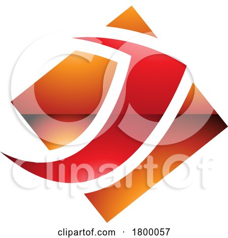 Orange and Red Glossy Diamond Square Letter J Icon by cidepix