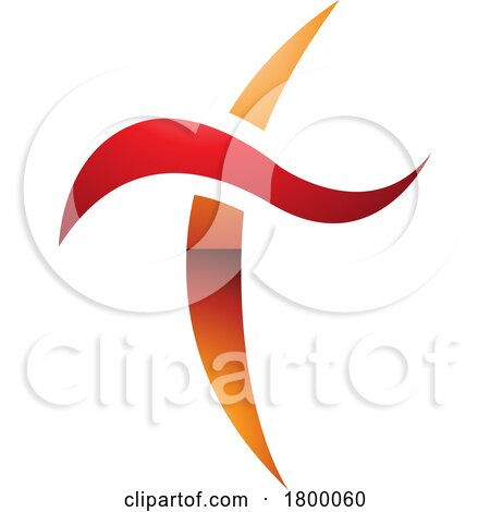 Orange and Red Glossy Curvy Sword Shaped Letter T Icon by cidepix