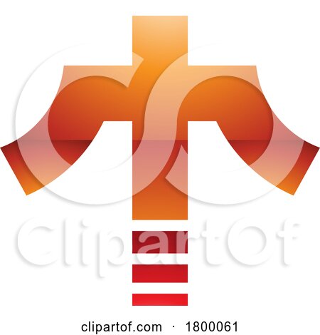 Orange and Red Glossy Cross Shaped Letter T Icon by cidepix
