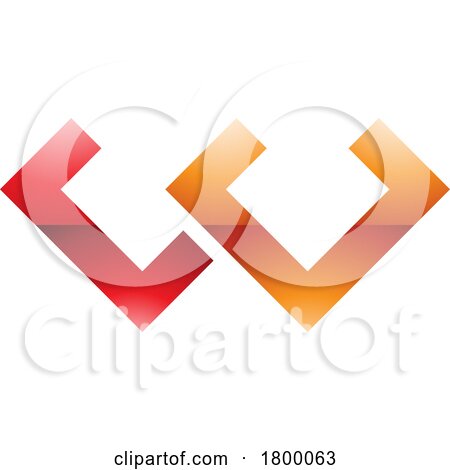 Orange and Red Glossy Cornered Shaped Letter W Icon by cidepix