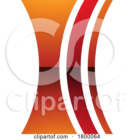 Orange and Red Glossy Concave Lens Shaped Letter I Icon by cidepix