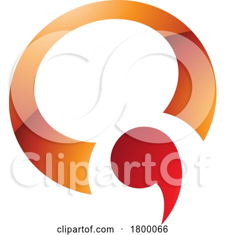 Orange and Red Glossy Comma Shaped Letter Q Icon by cidepix