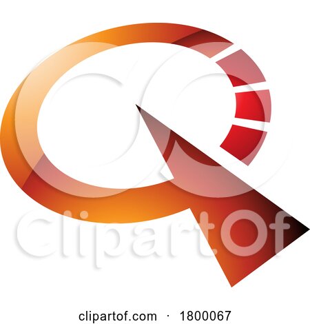 Orange and Red Glossy Clock Shaped Letter Q Icon by cidepix