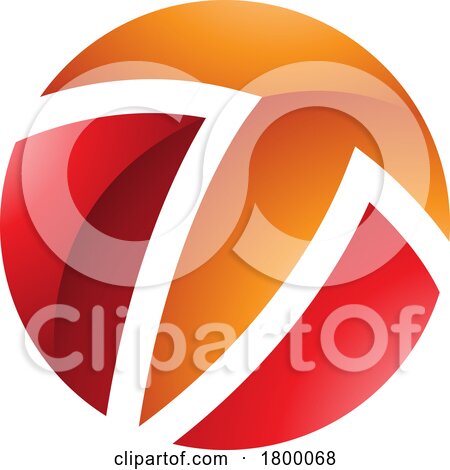 Orange and Red Glossy Circle Shaped Letter T Icon by cidepix