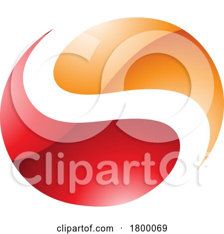 Orange and Red Glossy Circle Shaped Letter S Icon by cidepix