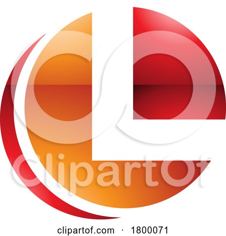 Orange and Red Glossy Circle Shaped Letter L Icon by cidepix