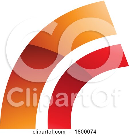 Orange and Red Glossy Arc Shaped Letter R Icon by cidepix