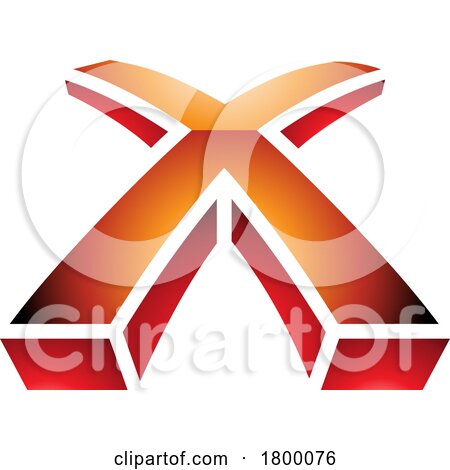 Orange and Red Glossy 3d Shaped Letter X Icon by cidepix