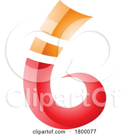 Orange and Red Curly Glossy Spike Shape Letter B Icon by cidepix