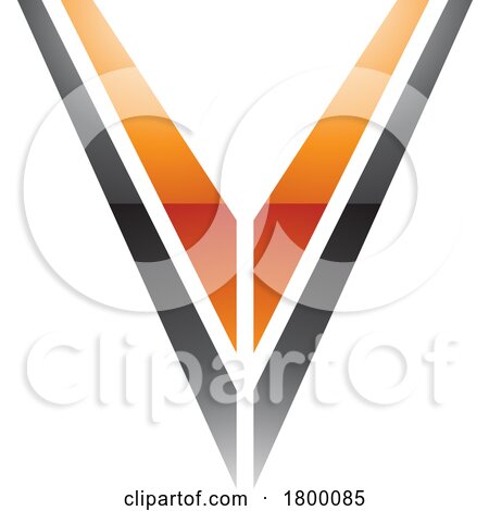 Orange and Black Glossy Striped Shaped Letter V Icon by cidepix
