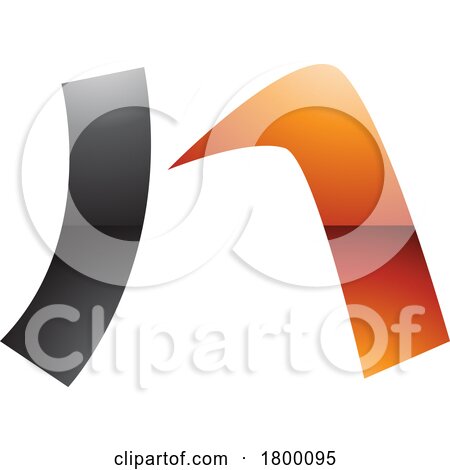 Orange and Black Glossy Letter N Icon with a Curved Rectangle by cidepix