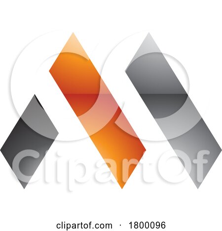 Orange and Black Glossy Letter M Icon with Rectangles by cidepix