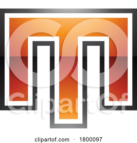 Orange and Black Glossy Letter M Icon with an Outer Stripe by cidepix