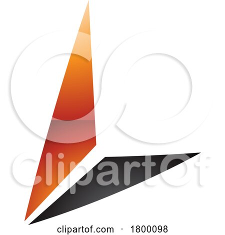 Orange and Black Glossy Letter L Icon with Triangles by cidepix