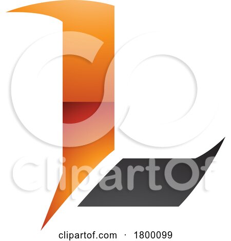 Orange and Black Glossy Letter L Icon with Sharp Spikes by cidepix