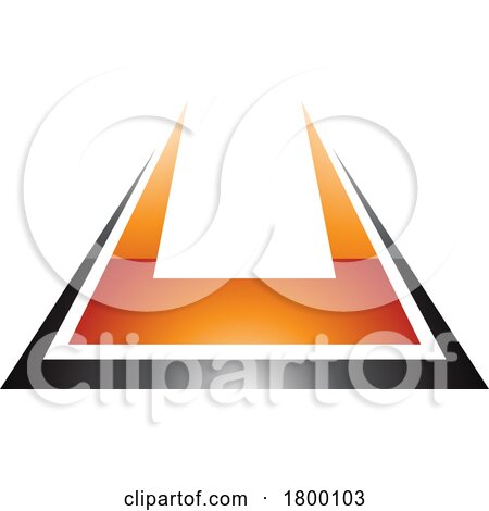 Orange and Black Glossy Bold Spiky Shaped Letter U Icon by cidepix