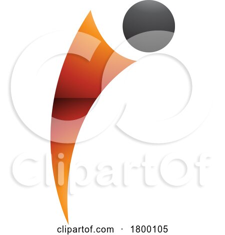 Orange and Black Glossy Bowing Person Shaped Letter I Icon by cidepix