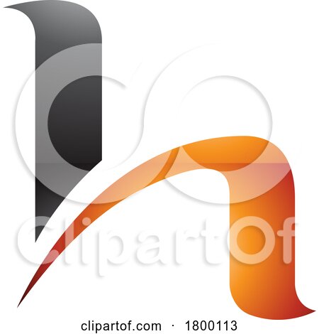 Orange and Black Glossy Letter H Icon with Round Spiky Lines by cidepix