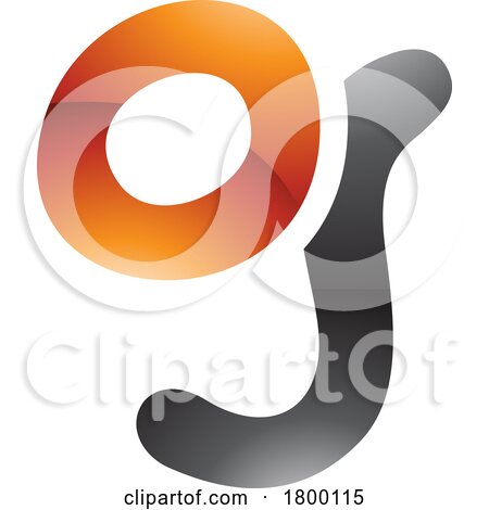 Orange and Black Glossy Letter G Icon with Soft Round Lines by cidepix