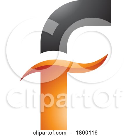Orange and Black Glossy Letter F Icon with Spiky Waves by cidepix