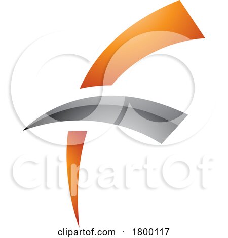 Orange and Black Glossy Letter F Icon with Round Spiky Lines by cidepix