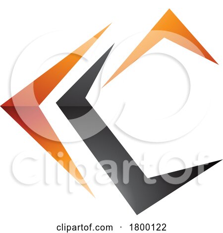 Orange and Black Glossy Letter C Icon with Pointy Tips by cidepix