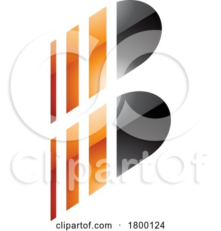 Orange and Black Glossy Letter B Icon with Vertical Stripes by cidepix
