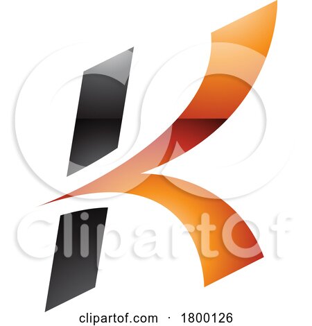Orange and Black Glossy Italic Arrow Shaped Letter K Icon by cidepix