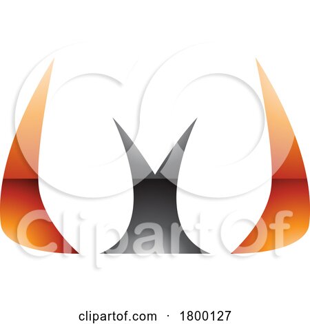 Orange and Black Glossy Horn Shaped Letter W Icon by cidepix