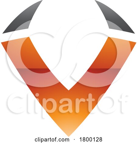 Orange and Black Glossy Horn Shaped Letter V Icon by cidepix