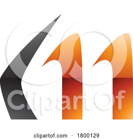 Orange and Black Glossy Horn Shaped Letter M Icon by cidepix