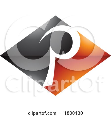 Orange and Black Glossy Horizontal Diamond Letter P Icon by cidepix