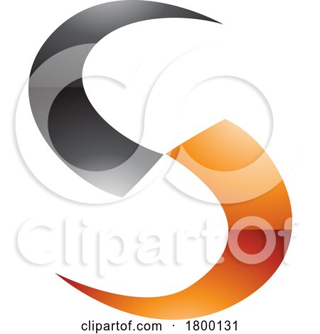 Orange and Black Glossy Blade Shaped Letter S Icon by cidepix