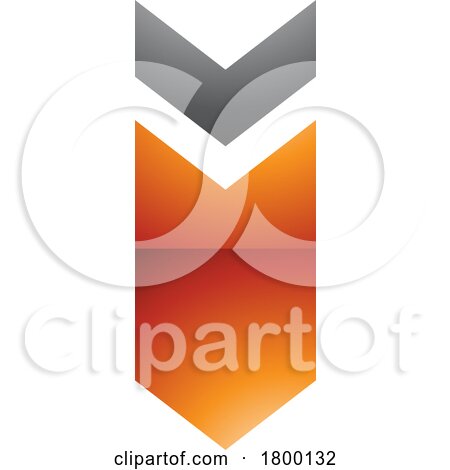 Orange and Black Glossy down Facing Arrow Shaped Letter I Icon by cidepix