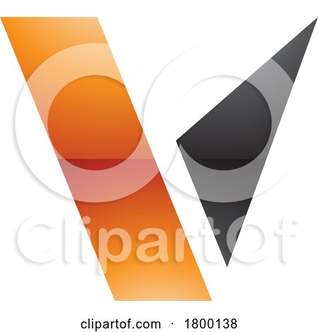 Orange and Black Glossy Geometrical Shaped Letter V Icon by cidepix