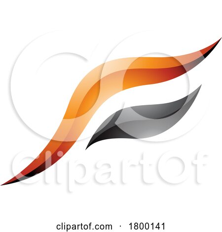 Orange and Black Glossy Flying Bird Shaped Letter F Icon by cidepix