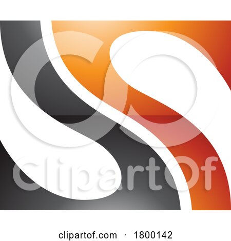 Orange and Black Glossy Fish Fin Shaped Letter S Icon by cidepix