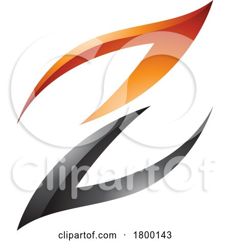 Orange and Black Glossy Fire Shaped Letter Z Icon by cidepix