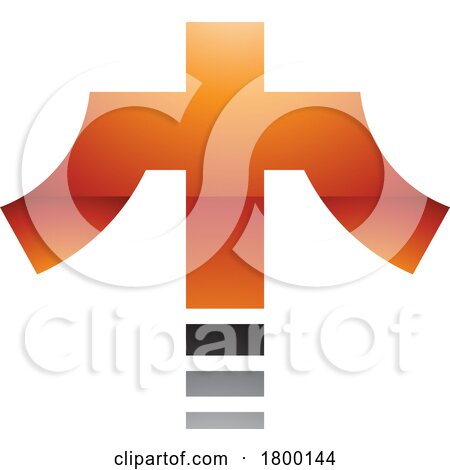 Orange and Black Glossy Cross Shaped Letter T Icon by cidepix