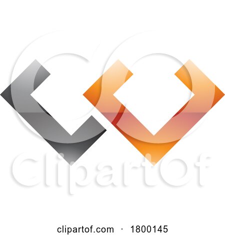 Orange and Black Glossy Cornered Shaped Letter W Icon by cidepix