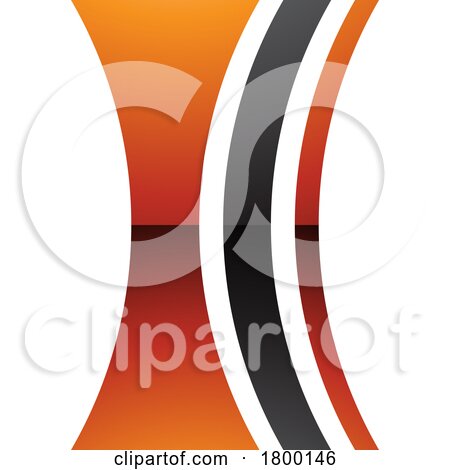Orange and Black Glossy Concave Lens Shaped Letter I Icon by cidepix
