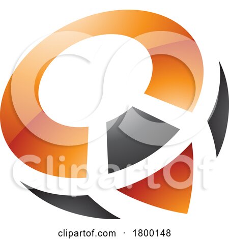 Orange and Black Glossy Compass Shaped Letter Q Icon by cidepix