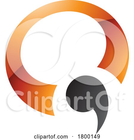 Orange and Black Glossy Comma Shaped Letter Q Icon by cidepix