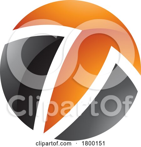 Orange and Black Glossy Circle Shaped Letter T Icon by cidepix